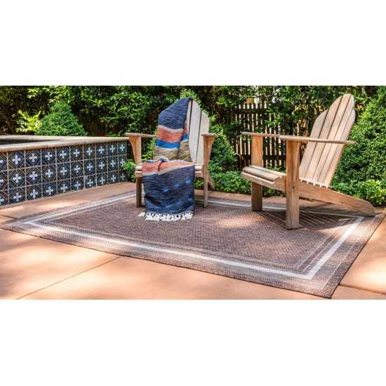 Rug Unique Loom Outdoor Border Brown Rectangular 9' 0 x 12' 0