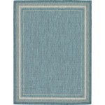 Rug Unique Loom Outdoor Border Teal Rectangular 9' 0 x 12' 0