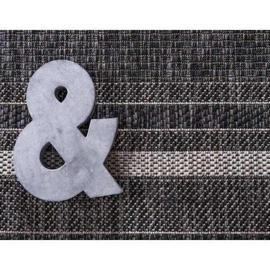 Rug Unique Loom Outdoor Border Black Rectangular 9' 0 x 12' 0