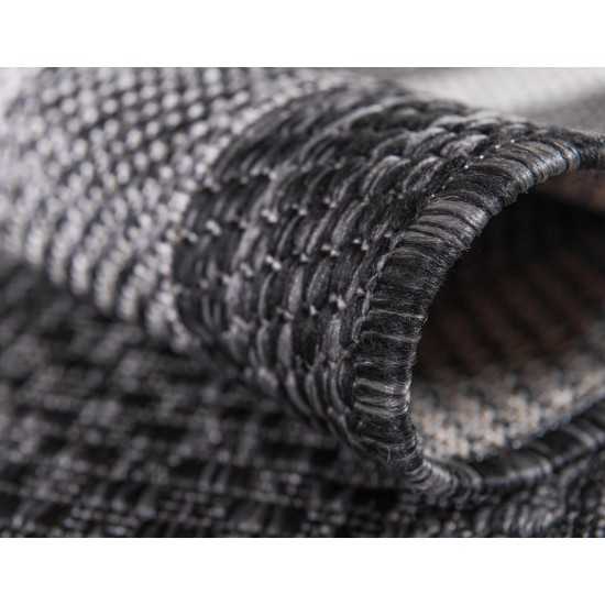 Rug Unique Loom Outdoor Border Black Rectangular 9' 0 x 12' 0