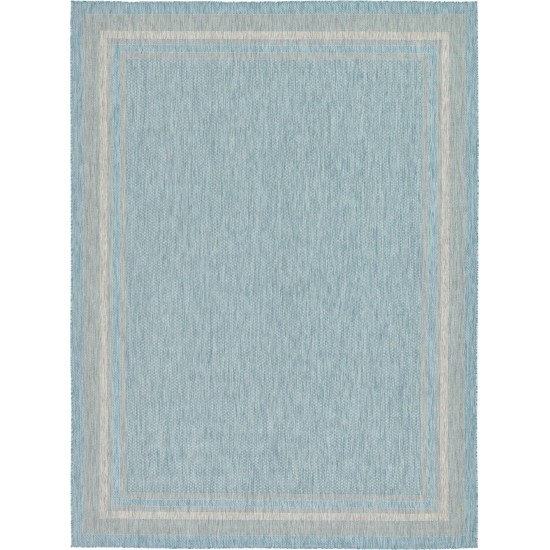 Rug Unique Loom Outdoor Border Aquamarine Rectangular 9' 0 x 12' 0