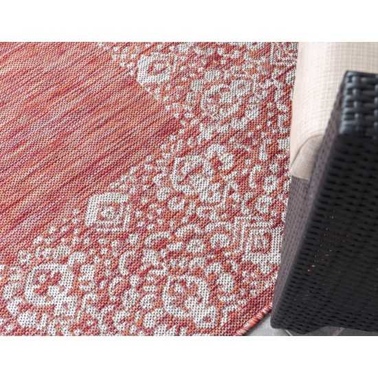 Rug Unique Loom Outdoor Border Rust Red Rectangular 9' 0 x 12' 0