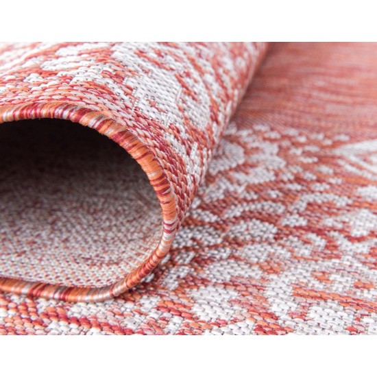 Rug Unique Loom Outdoor Border Rust Red Rectangular 9' 0 x 12' 0