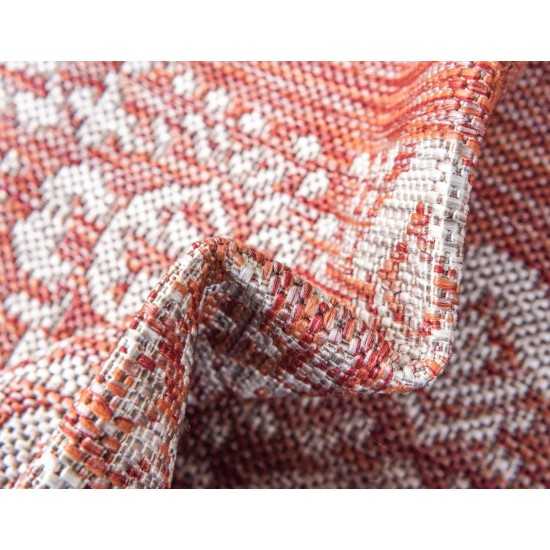 Rug Unique Loom Outdoor Border Rust Red Rectangular 9' 0 x 12' 0