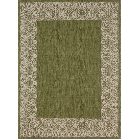 Rug Unique Loom Outdoor Border Green Rectangular 9' 0 x 12' 0