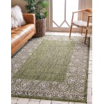 Rug Unique Loom Outdoor Border Green Rectangular 9' 0 x 12' 0