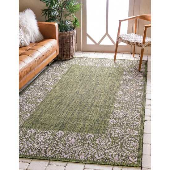 Rug Unique Loom Outdoor Border Green Rectangular 9' 0 x 12' 0