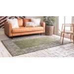 Rug Unique Loom Outdoor Border Green Rectangular 9' 0 x 12' 0