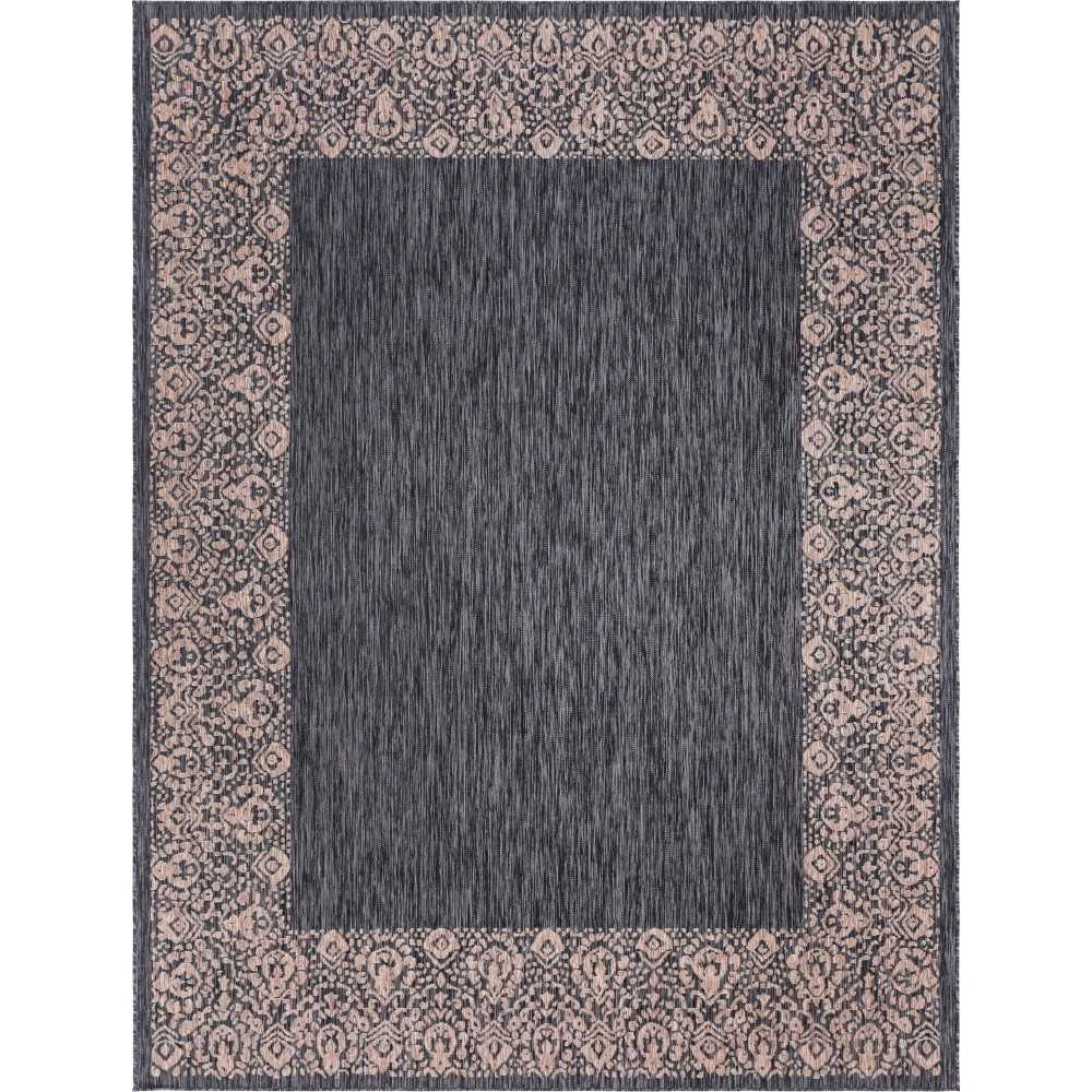 Rug Unique Loom Outdoor Border Charcoal Gray Rectangular 9' 0 x 12' 0 Rug Unique Loom Outdoor Border Charcoal Gray Rectangular 9' 0 x 12' 0