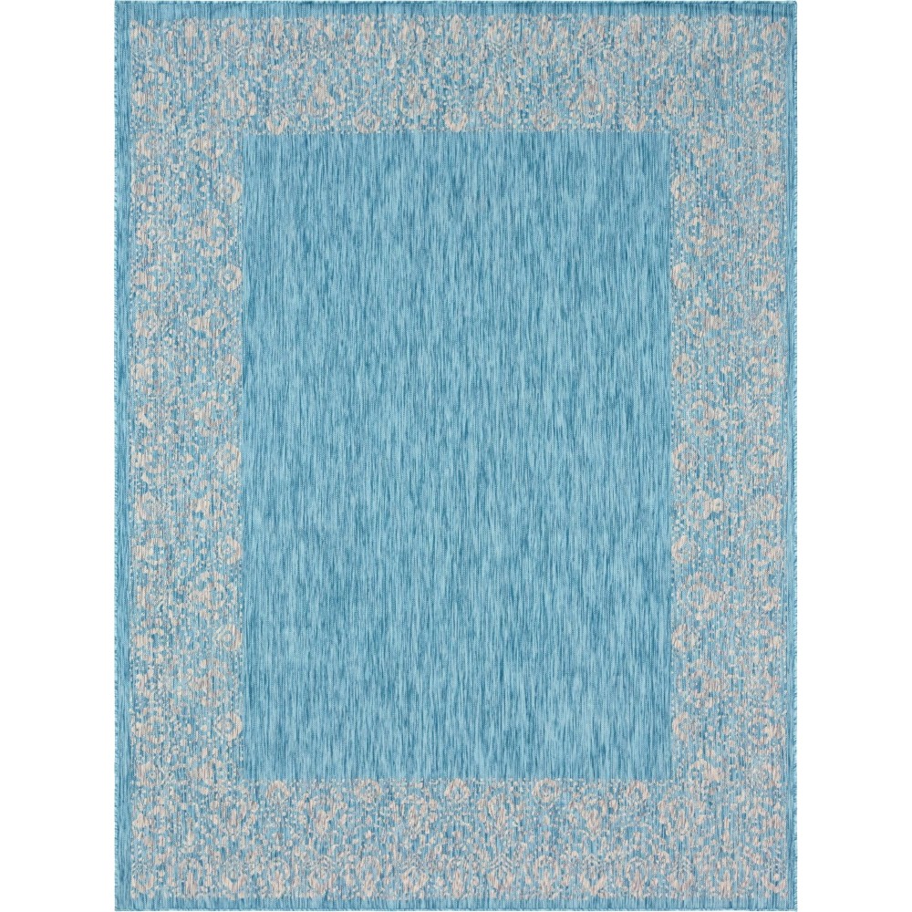 Rug Unique Loom Outdoor Border Aqua Blue Rectangular 9' 0 x 12' 0 Rug Unique Loom Outdoor Border Aqua Blue Rectangular 9' 0 x 12' 0