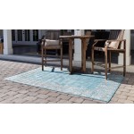 Rug Unique Loom Outdoor Border Aqua Blue Rectangular 9' 0 x 12' 0