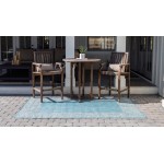 Rug Unique Loom Outdoor Border Aqua Blue Rectangular 9' 0 x 12' 0
