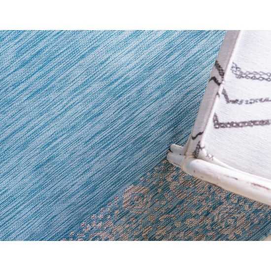Rug Unique Loom Outdoor Border Aqua Blue Rectangular 9' 0 x 12' 0