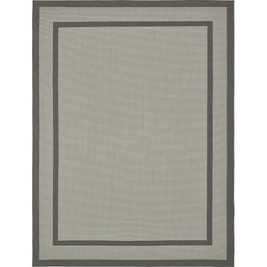 Rug Unique Loom Outdoor Border Gray Rectangular 9' 0 x 12' 0