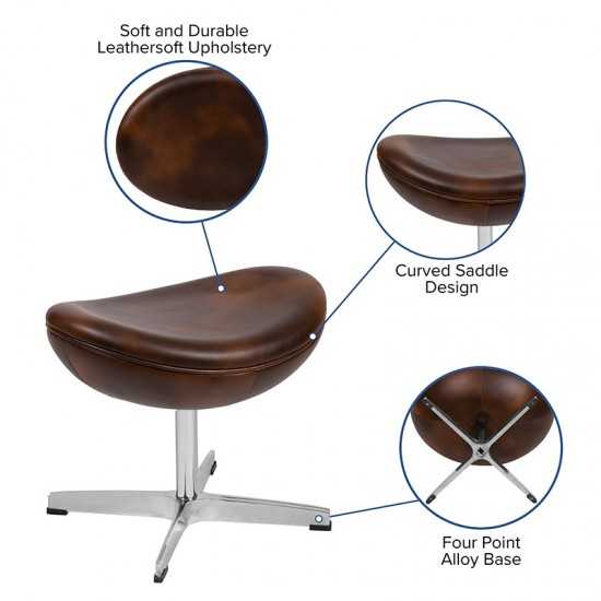 Bomber Jacket LeatherSoft Swivel Wing Chair and Ottoman Set