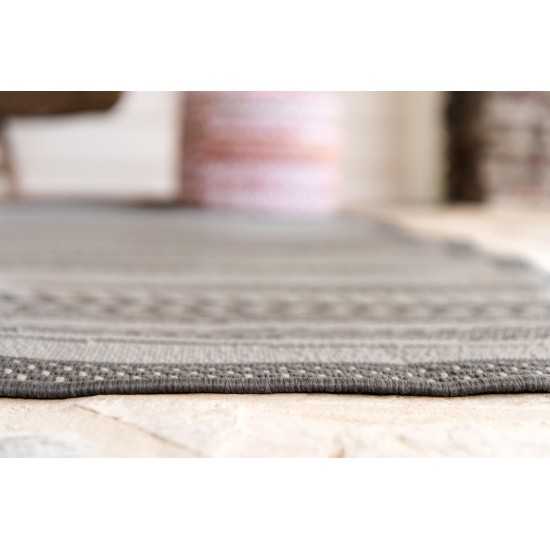 Rug Unique Loom Outdoor Border Gray Rectangular 9' 0 x 12' 0