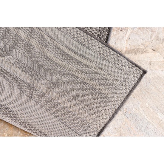 Rug Unique Loom Outdoor Border Gray Rectangular 9' 0 x 12' 0