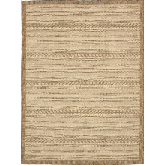 Rug Unique Loom Outdoor Border Brown Rectangular 9' 0 x 12' 0