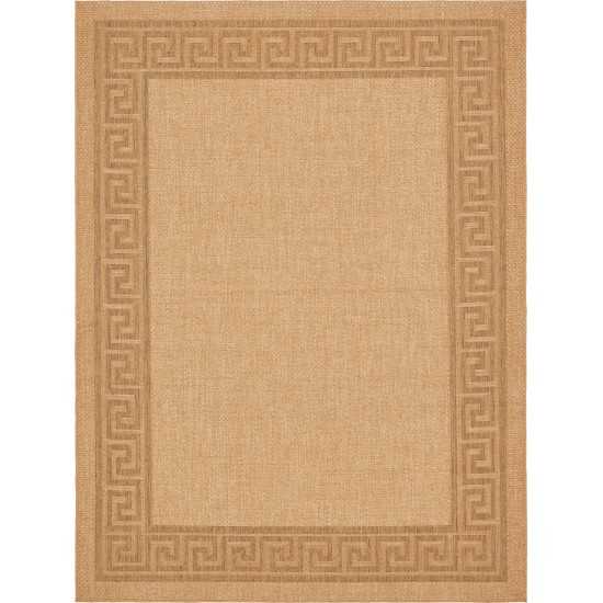 Rug Unique Loom Outdoor Border Light Brown Rectangular 9' 0 x 12' 0