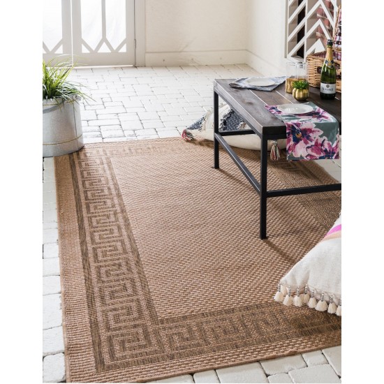 Rug Unique Loom Outdoor Border Light Brown Rectangular 9' 0 x 12' 0