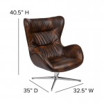 Bomber Jacket LeatherSoft Swivel Wing Chair and Ottoman Set