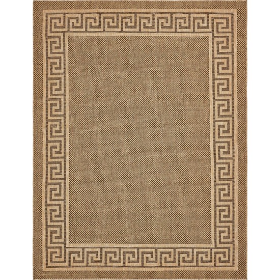 Rug Unique Loom Outdoor Border Brown Rectangular 9' 0 x 12' 0