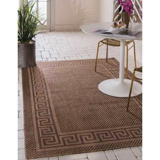 Rug Unique Loom Outdoor Border Brown Rectangular 9' 0 x 12' 0