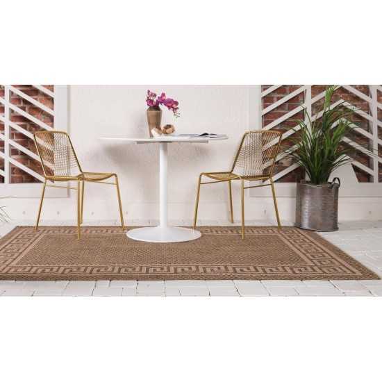 Rug Unique Loom Outdoor Border Brown Rectangular 9' 0 x 12' 0