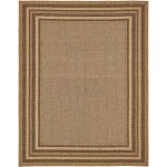 Rug Unique Loom Outdoor Border Brown Rectangular 9' 0 x 12' 0