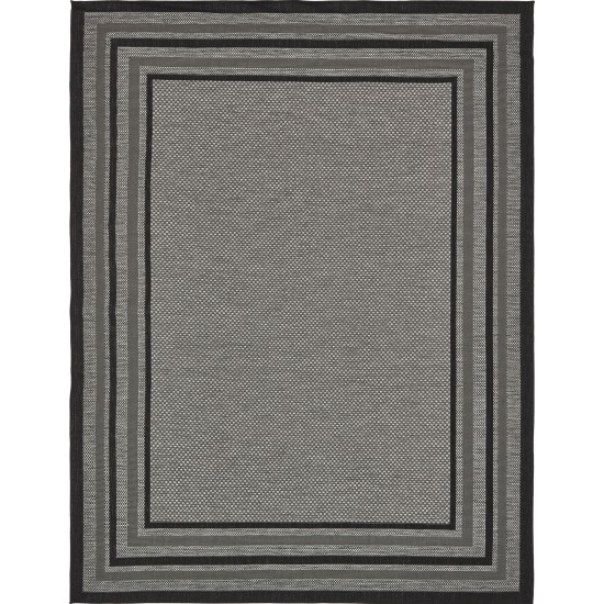 Rug Unique Loom Outdoor Border Gray Rectangular 9' 0 x 12' 0