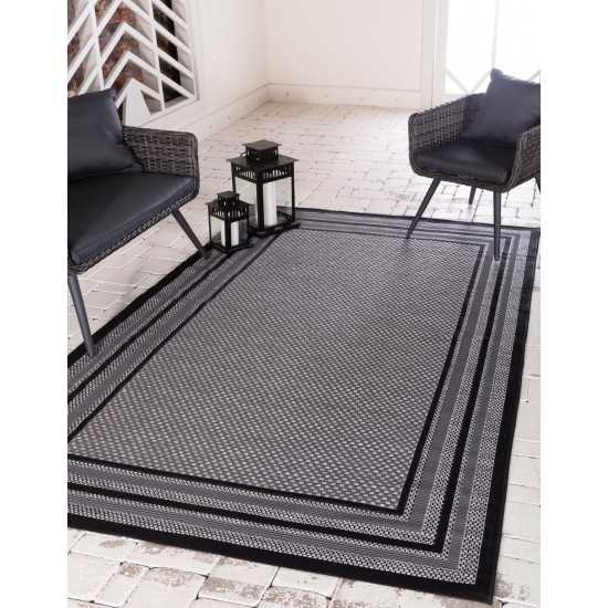 Rug Unique Loom Outdoor Border Gray Rectangular 9' 0 x 12' 0