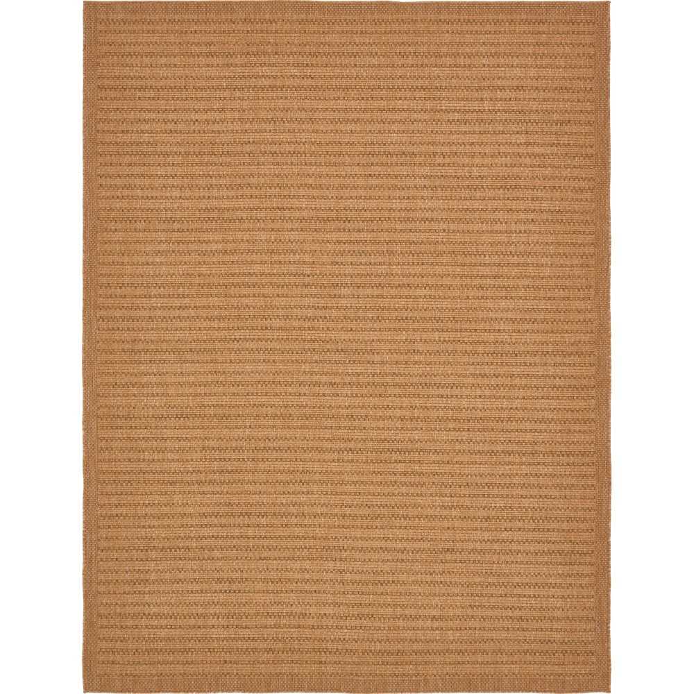 Rug Unique Loom Outdoor Border Light Brown Rectangular 9' 0 x 12' 0