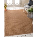 Rug Unique Loom Outdoor Border Light Brown Rectangular 9' 0 x 12' 0