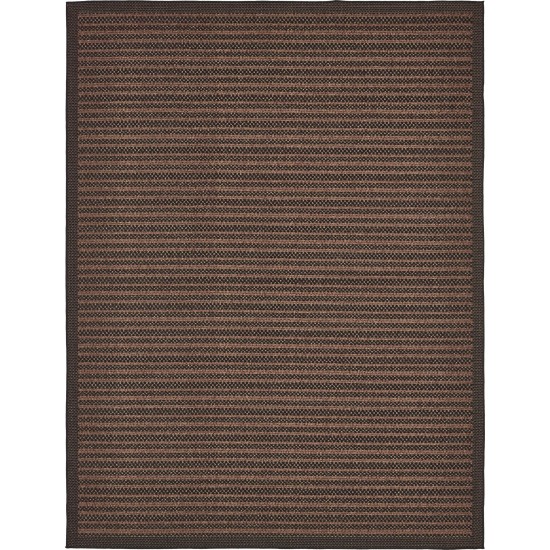 Rug Unique Loom Outdoor Border Black Rectangular 9' 0 x 12' 0