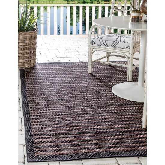 Rug Unique Loom Outdoor Border Black Rectangular 9' 0 x 12' 0