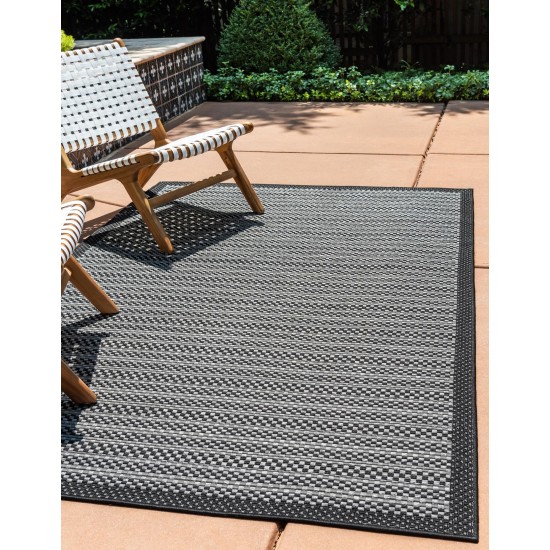 Rug Unique Loom Outdoor Border Gray Rectangular 9' 0 x 12' 0