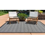 Rug Unique Loom Outdoor Border Gray Rectangular 9' 0 x 12' 0