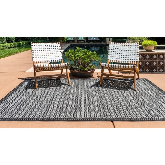 Rug Unique Loom Outdoor Border Gray Rectangular 9' 0 x 12' 0