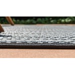 Rug Unique Loom Outdoor Border Gray Rectangular 9' 0 x 12' 0