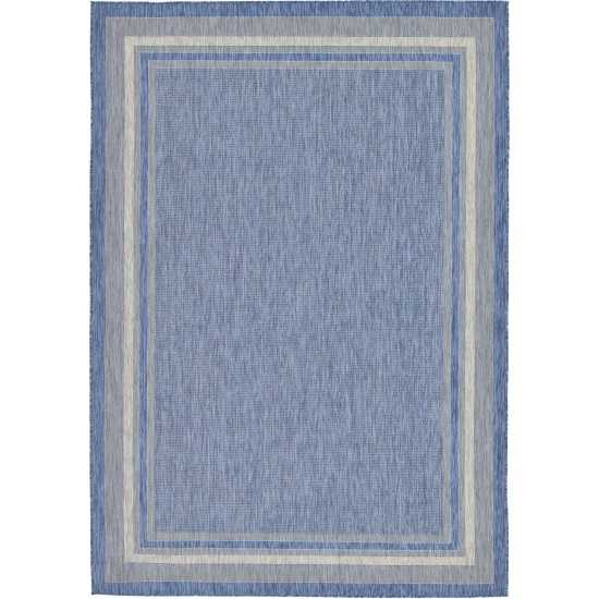 Rug Unique Loom Outdoor Border Blue Rectangular 8' 0 x 11' 4