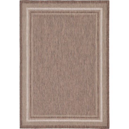 Rug Unique Loom Outdoor Border Brown Rectangular 8' 0 x 11' 4