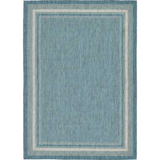 Rug Unique Loom Outdoor Border Teal Rectangular 8' 0 x 11' 4