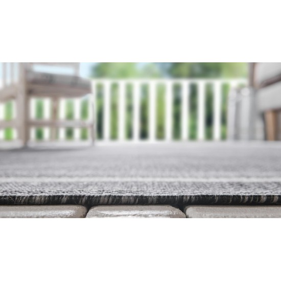 Rug Unique Loom Outdoor Border Black Rectangular 8' 0 x 11' 4