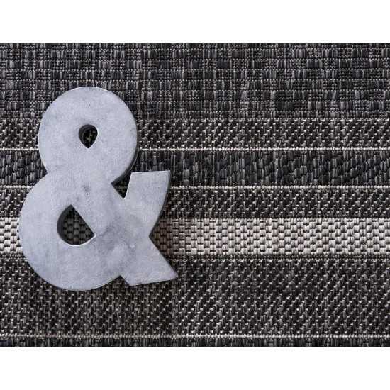 Rug Unique Loom Outdoor Border Black Rectangular 8' 0 x 11' 4