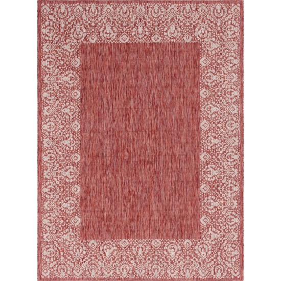 Rug Unique Loom Outdoor Border Rust Red Rectangular 8' 0 x 11' 4