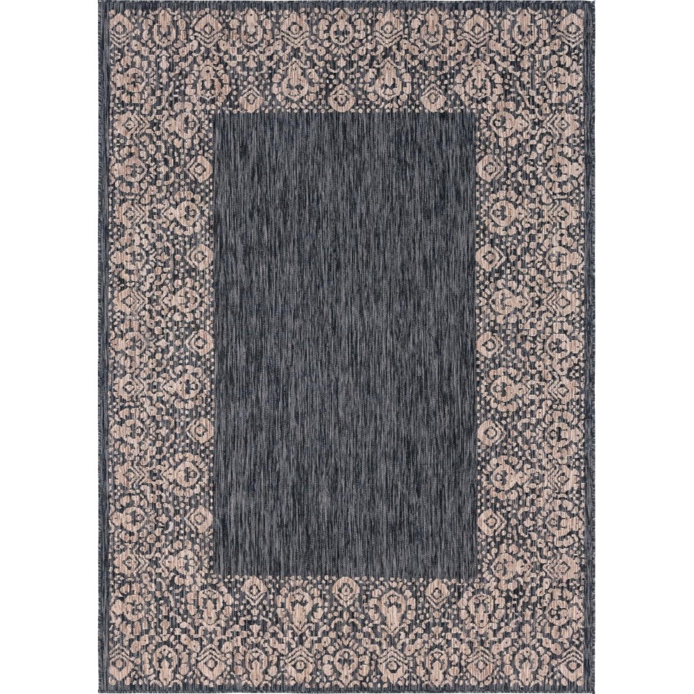 Rug Unique Loom Outdoor Border Charcoal Gray Rectangular 8' 0 x 11' 4 Rug Unique Loom Outdoor Border Charcoal Gray Rectangular 8' 0 x 11' 4