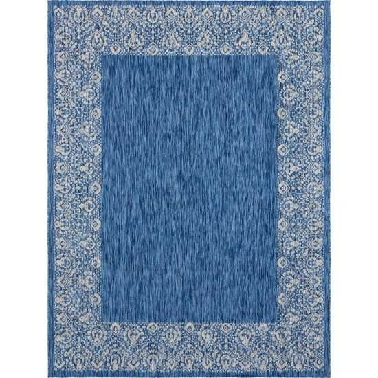 Rug Unique Loom Outdoor Border Blue Rectangular 8' 0 x 11' 4