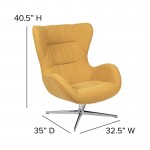Citron Fabric Swivel Wing Chair and Ottoman Set
