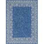 Rug Unique Loom Outdoor Border Blue Rectangular 8' 0 x 11' 4