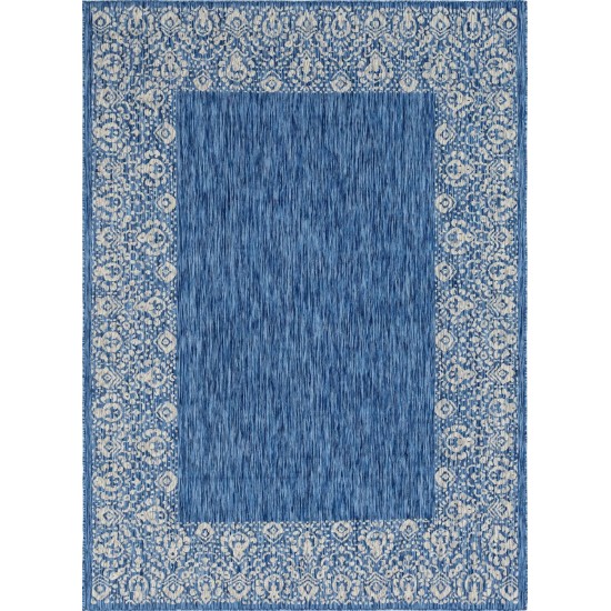 Rug Unique Loom Outdoor Border Blue Rectangular 8' 0 x 11' 4